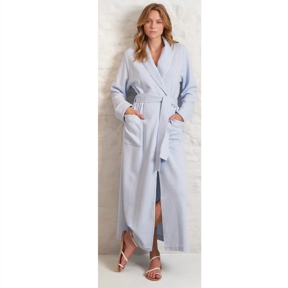 PLUTO Sylvie Womens Long Robe in Modal and Cotton - WHITE - L